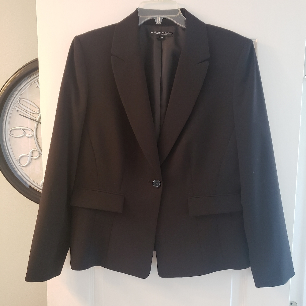 NWOT  Isabella DeMarco Tahari Levine black blazer size 14